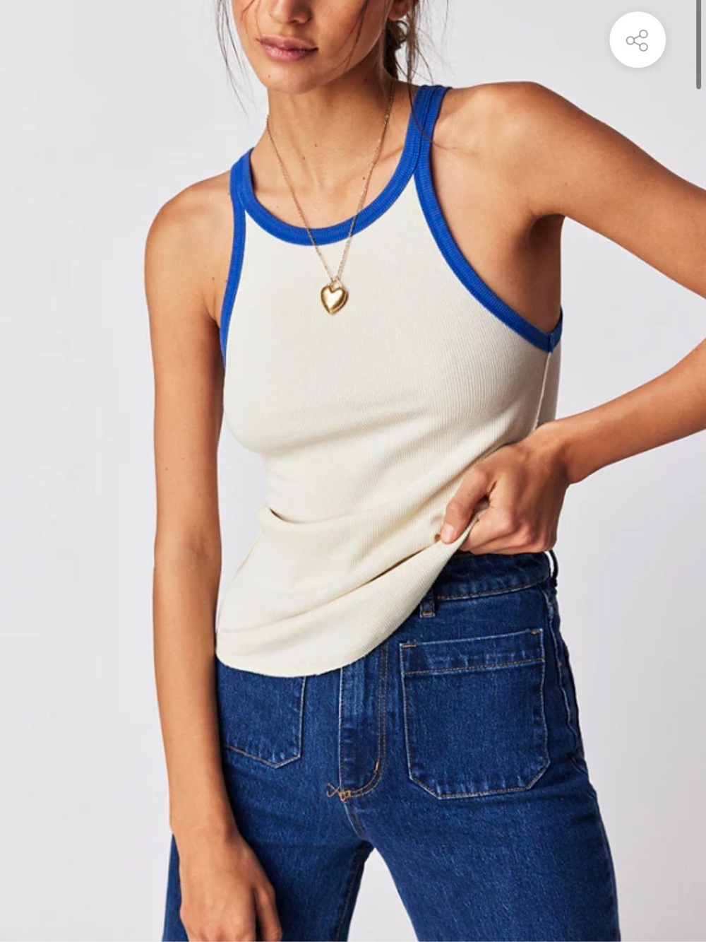 We the free by FREE PEOPLE Ringer Tee in Washed Ivory Combo*